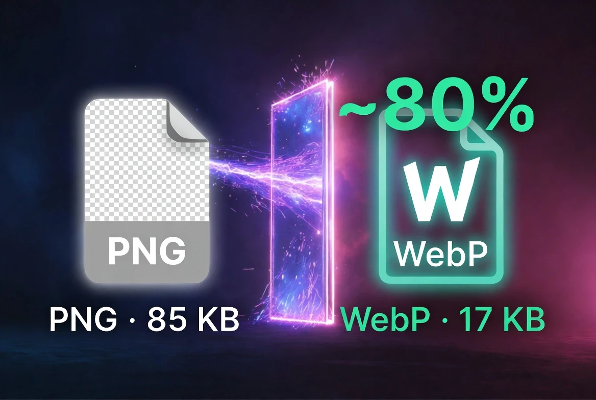 Cómo Convertir PNG a WebP: Guía Técnica Completa para Reducir Peso 26-80%